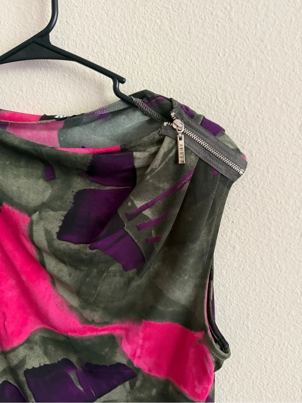 DKNY Pink, Olive & Purple Abstract Sleeveless Tank